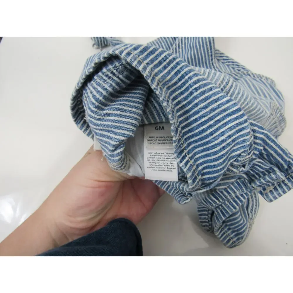Oshkosh B'Gosh 6M Blue Overalls Classic Bib Style Striped Pinstripes Conductor